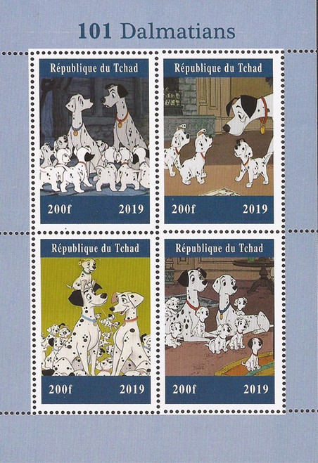 Chad - 2019 Disney’s “101 Dalmatians” - 4 Stamp Sheet - 3B-713