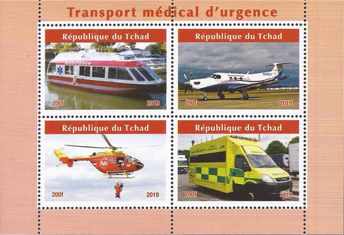 Chad - 2019 Emergency Medical Vehicles - 4 Stamp Sheet - 3B-726