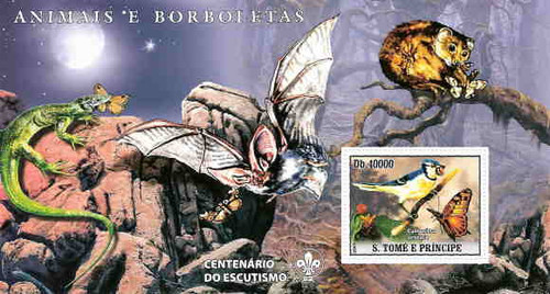 St Thomas - Lizard Butterflies Birds, on Stamps ST7210b