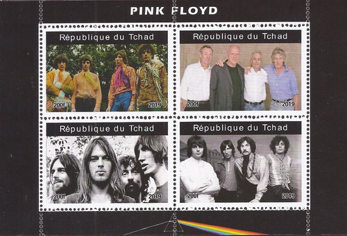 Chad - 2019 Rock Band Pink Floyd - 4 Stamp Sheet - 3B-738