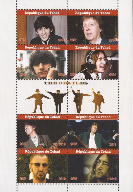Chad - 2019 The Beatles John Paul George Ringo - 8 Stamp Sheet - 3B-739