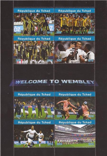 Chad - 2019 Wembley Stadium Soccer - 8 Stamp Sheet - 3B-740