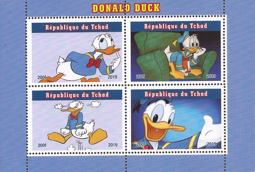 Chad - 2019 Disney Animated Character Donald Duck-4 Stamp Sheet-3B-746