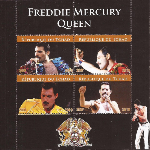 Chad - 2019 British Rock Singer Freddie Mercury - 4 Stamp Sheet - 3B-765