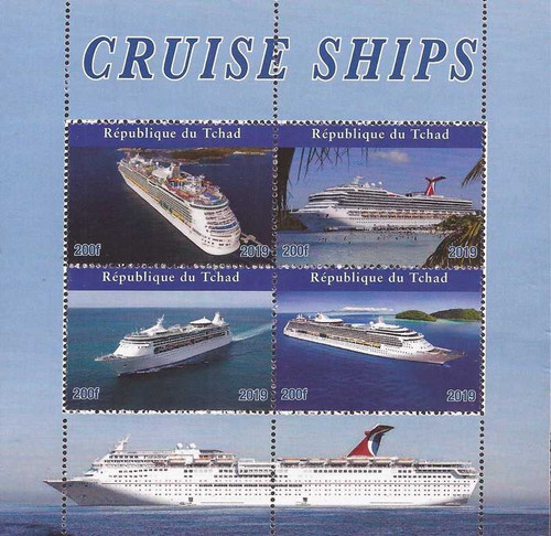 Chad - 2019 Cruise Ships - 4 Stamp Sheet - 3B-772