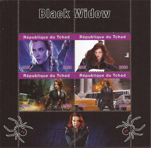 Chad - 2020 Black Widow Movie - 4 Stamp Sheets - 3B-797