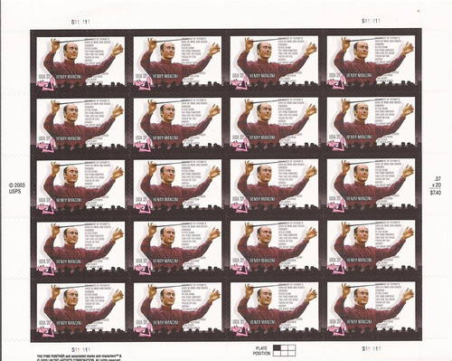 US Stamp - 2004 Composer Henry Mancini - 20 Stamp Sheet #3839