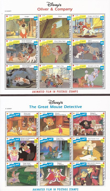 St Vincent Grenadines 1992 Disney Animated Movies Set of 3 9 Stamp Sheets #986-8