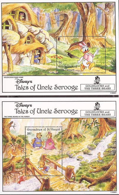 St Vincent Grenadines - 1992 Disney Goldilocks & Three Bears Set of 2 S/S #970-1