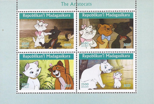 Madagascar - 2019 Disney Film The Aristocats - 4 Stamp Sheet - 13D-112