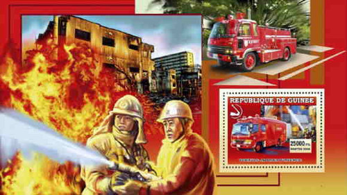 Guinea - Emergency Fire Vehicle Mint Sheet 7B-100