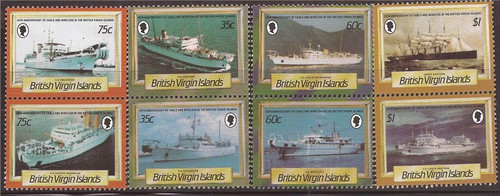 Virgin Islands - 1986 Cable-Laying Ships - 8 Stamp Set - Scott #547-54