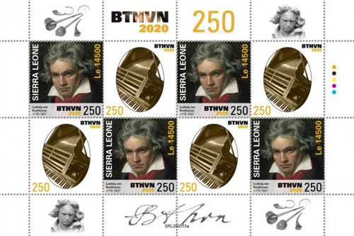 Sierra Leone - 2020 Composer Ludwig van Beethoven - 4 Stamp Sheet - SRL200515a