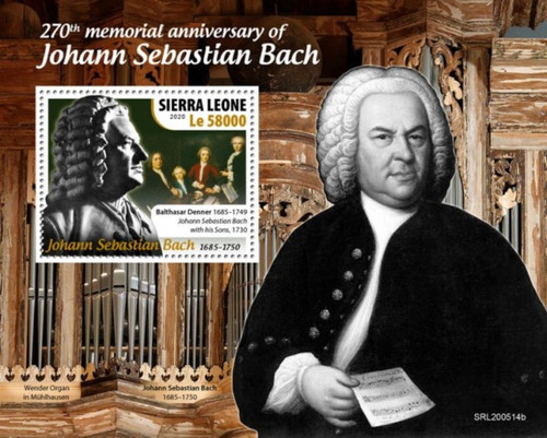 Sierra Leone - 2020 Johann Sebastian Bach - Stamp Souvenir Sheet - SRL200514b