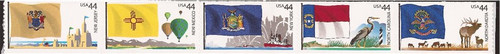 US Stamp 2010 Flags  NJ ND 5 Stamp Strip Scott #4308-12