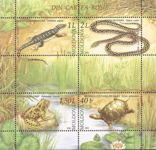 Moldova - 2005 Endangered Reptiles & Amphibians - 4 Stamp Sheet #505