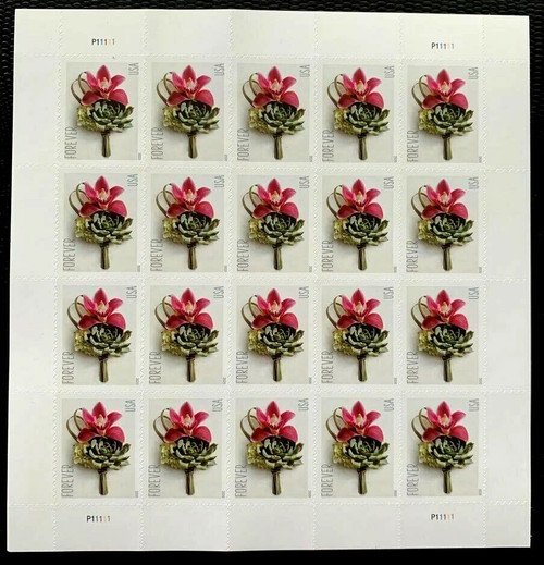 US Stamp 2020 Contemporary Wedding Boutonniere Sheet of 20 Forever Stamps #5457