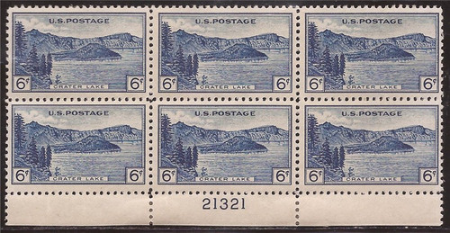 US Stamp 1934 6c Parks Crater Lake Plate Block of 6 Stamps MNH #745