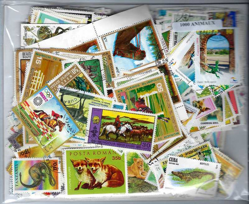 Animals on Stamps - Collection of 1,000 Different Stamps