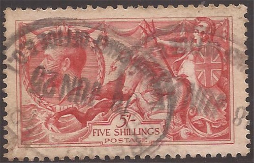 Great Britain - 1902 5sh King George V Stamp - Used - Scott #180 Cat. Value $115