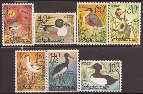Czechoslovakia - 1967 Birds, Heron, Duck - 7 Stamp Set - Scott #1447-53
