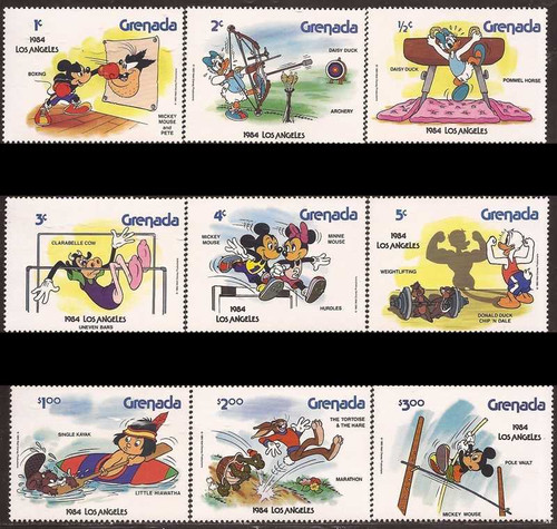 Grenada - 1983 Disney Characters at Olympics 9 Stamp Set #1185-93