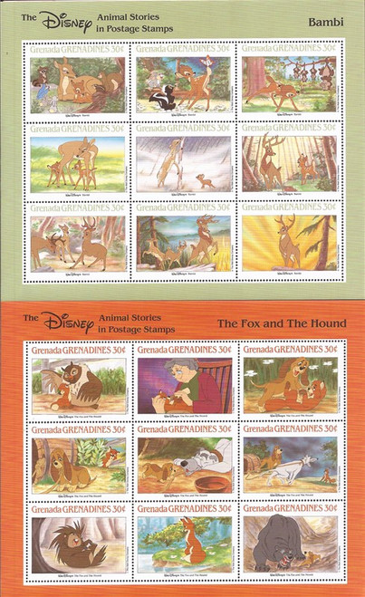 Grenada - Grenadines - 1987 Disney Fairy Tales - Set of 6 9 Stamp Sheets #986-91