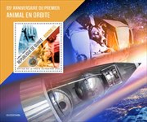 Guinea - 2022 Laika Dog in Space Anniversary - Stamp Souvenir Sheet - GU220348b