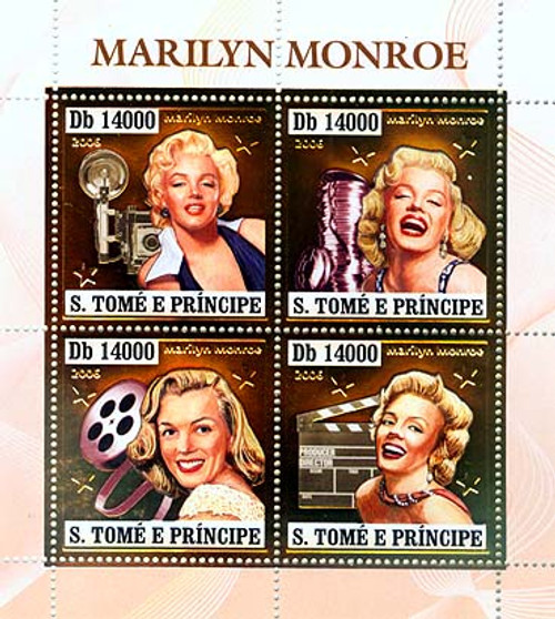 St Thomas & Prince - Marilyn Monroe Gold Foil Stamps