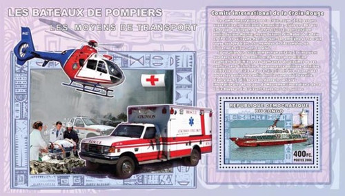 Congo - Fireboats & Helicopters on Stamps - Mint Souvenir Sheet 3A-194