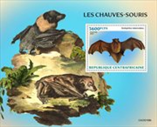 Central Africa - 2023 Yellow Bats on Stamps - Stamp Souvenir Sheet - CA230106b