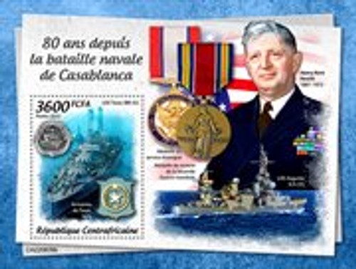 Central Africa - 2022 Casablanca Naval Battle - Stamp Souvenir Sheet - CA220839b