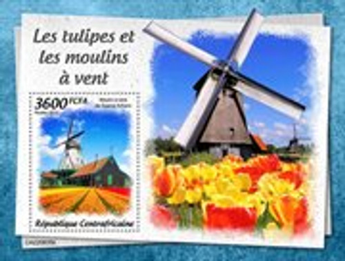 Central Africa - 2022 Tulips and Windmills - Stamp Souvenir Sheet - CA220835b