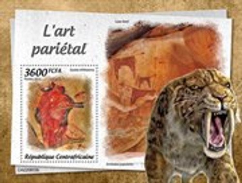 Central Africa - 2022 Cave Paintings on Stamps - Stamp Souvenir Sheet - CA220833b