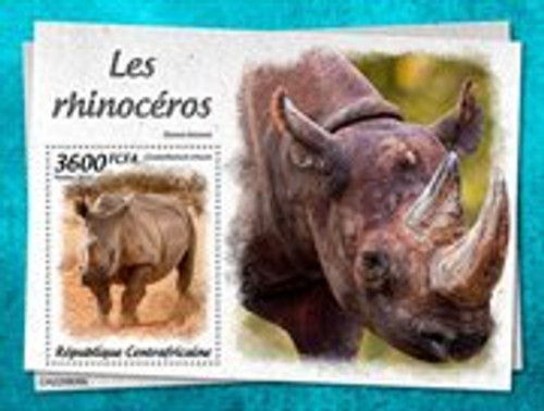 Central Africa - 2022 White Rhinoceros - Stamp Souvenir Sheet - CA220806b