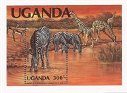 Uganda - 1983 Animals, Zebras and Giraffes - Stamp Souvenir Sheet - Scott #375 Uganda - 1983 Animals, Zebras and Giraffes - Stamp Souvenir Sheet - Scott #375