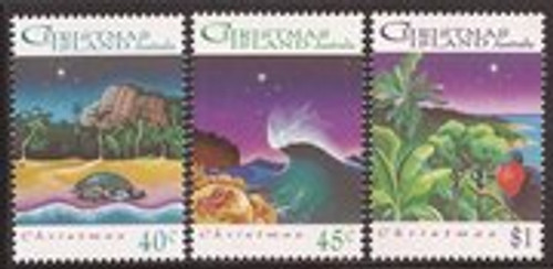 Christmas Island - 1993 Christmas, Beach, Wave, Rainforest - 3 Stamp Set #354-6
