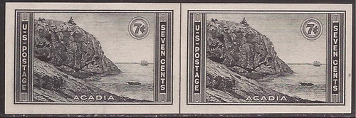 US Stamp - 1934 7c Acadia Natl Park Imperf Pair w/Vertical Line Between #762