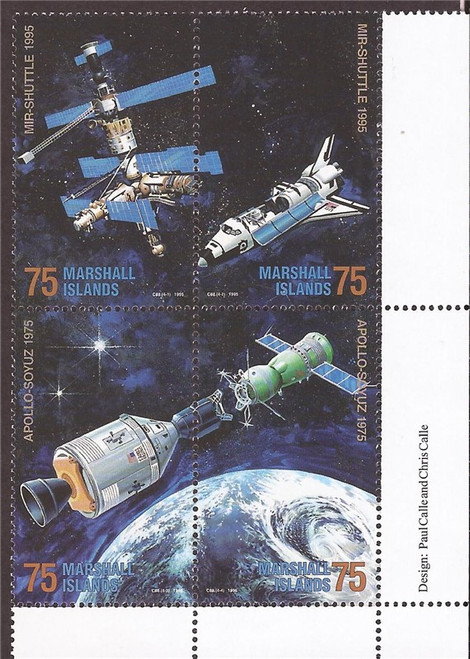 Marshall Islands - 1995 Mir-Space Shuttle & Apollo-Soyuz Link-Up 4 Stamp Blk #594