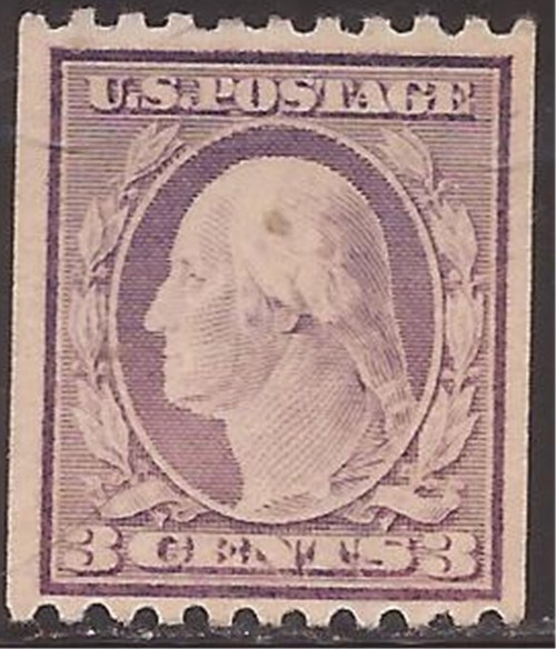 US Stamp - 1917 3c George Washington - Coil Type I Stamp - MH #489