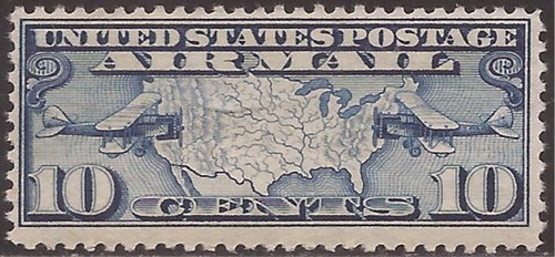 US Stamp - 1926 10c Airmail Map & Airplanes - Stamp - MNH - Scott #C7