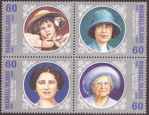 Marshall Islands - 2000 Queen Mother Anniversary - 4 Stamp Block - Scott #750
