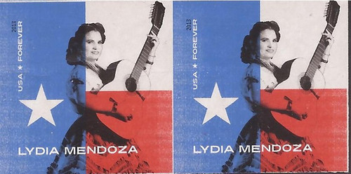 US Stamp - 2013 Lydia Mendoza, Tejano - Imperf Pair - 2 Forever Stamps #4786