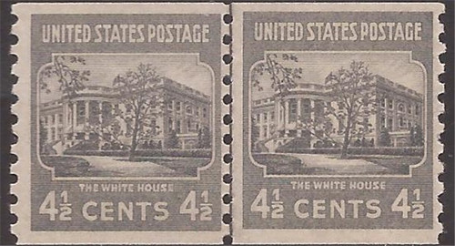 US Stamps - 1939 4½c White House - Joint Line Pair - Scott #844