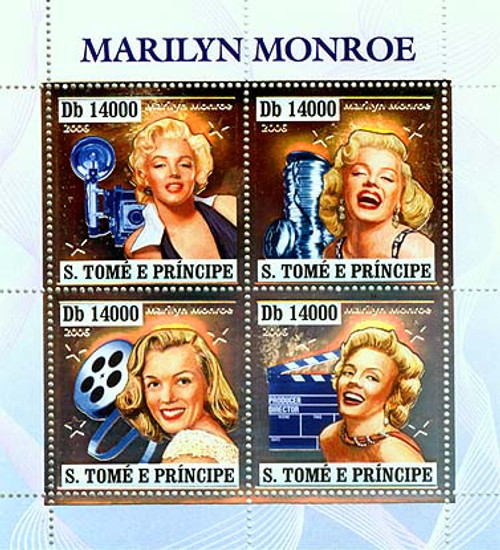 St Thomas - Marilyn Monroe Silver Foil Stamps