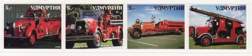 Fire Engines On Stamps - Mint Sheet of 4 - 21A-008