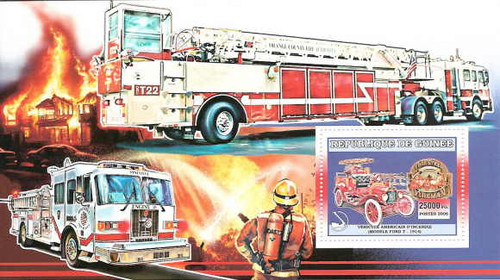 Guinea - Fire Engines on Stamps - Mint Stamp Souvenir Sheet - 7B-152