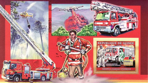 Guinea - German Fire Engines - Mint Stamp Souvenir Sheet 7B-182