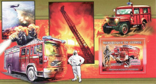 Guinea - French Fire Engines - Mint Stamp Souvenir Sheet 7B-183