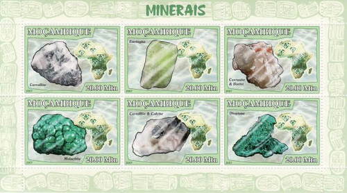 Mozambique - Minerals - 6 Stamp Mint Sheet - 13A-053